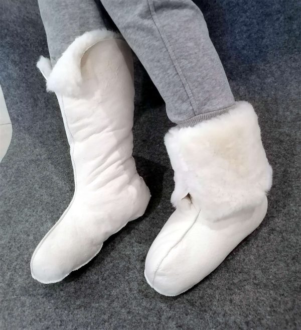 Indulge in Comfort: White Plush Boot Liners.