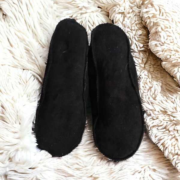 Black Sheepskin Boot Socks with Soles