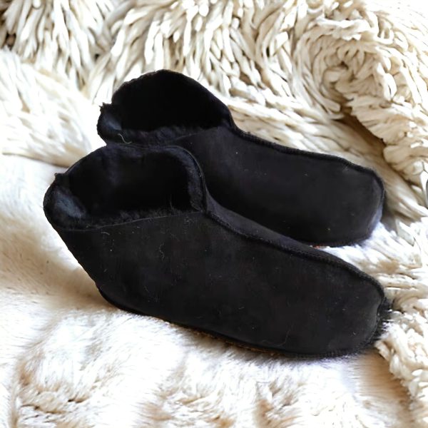 Black Sheepskin Boot Socks (Side View)