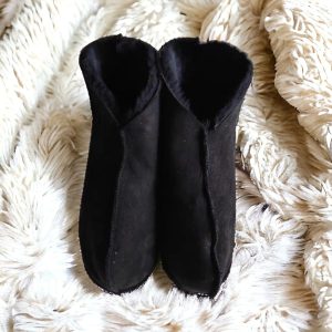 Winter Comfort: Black Cozy Sheepskin Boot Socks