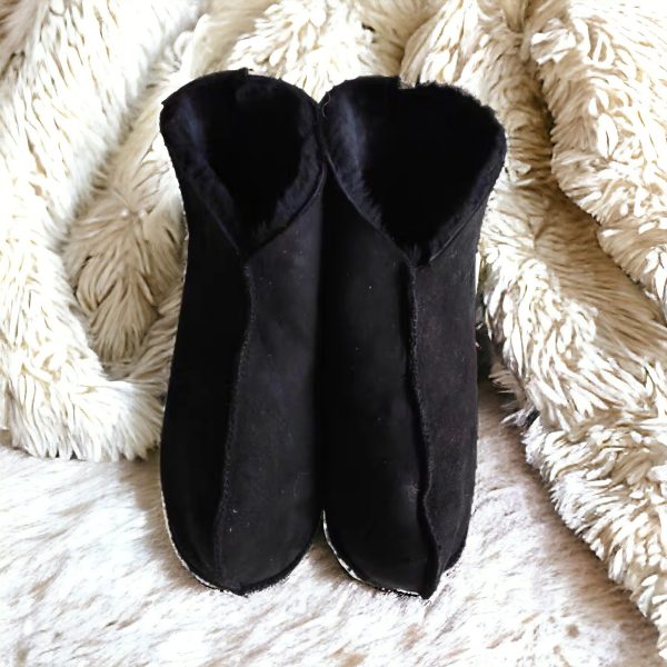 Classic Design: Black Sheepskin Boot Socks (Front)