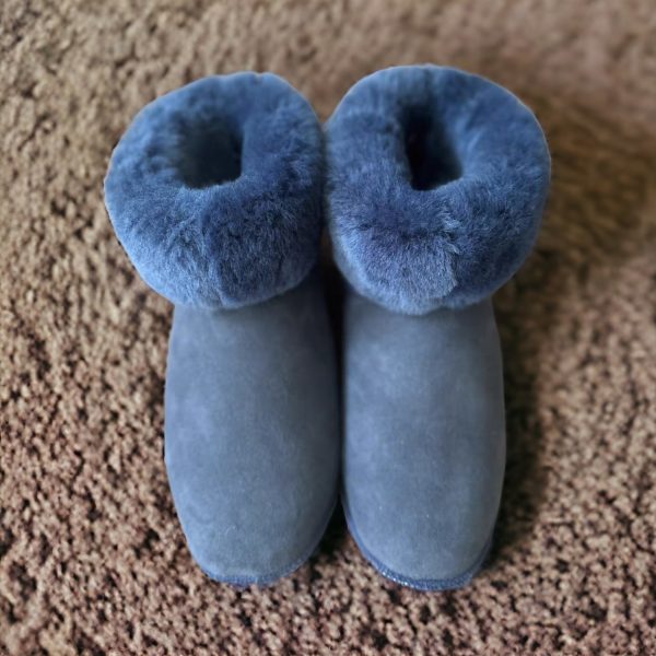 Cozy Warmth for Women: Dark Blue Slipper Booties.