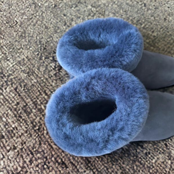 Warmth & Style From Above: Dark Blue Slipper Booties.